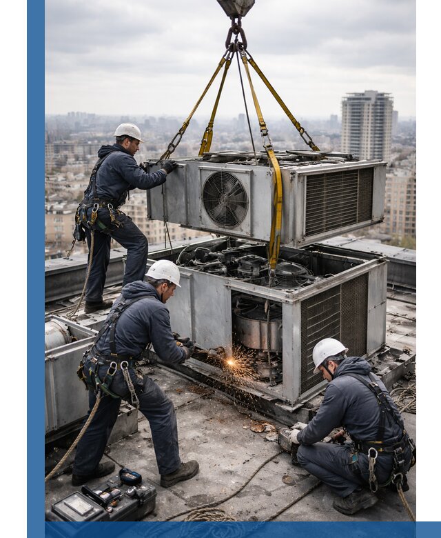 Демонтаж крышной установки в Кимовске любой сложности