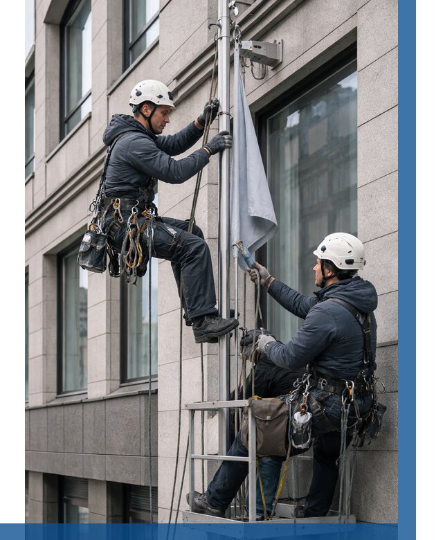 Установка флагов на фасаде в Кимовске от 4639 р. | ВЫСОТНИК-Кмв