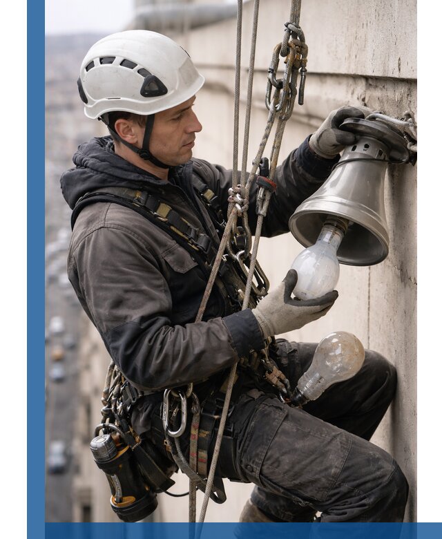 Замена ламп на высоте в Кимовске профессионально и быстро