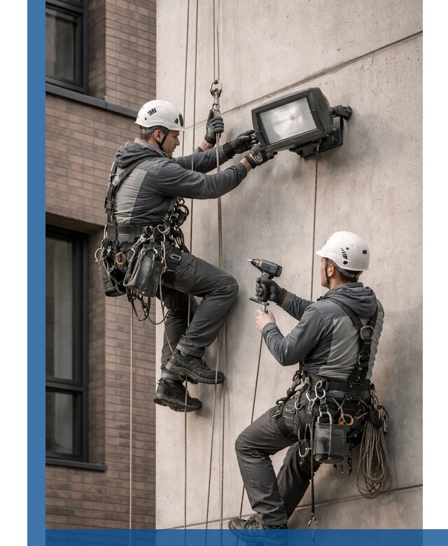 Профессиональный монтаж фасадных прожекторов в Кимовске под ключ