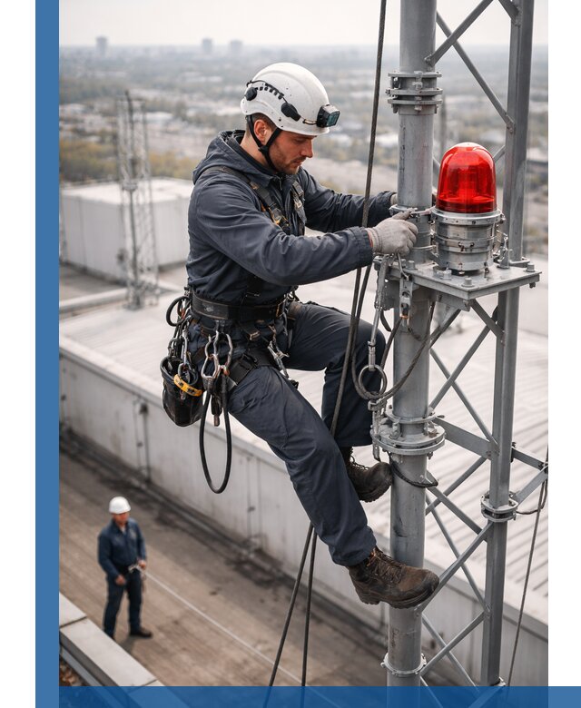 Монтаж заградительных огней и обслуживание объектов в Кимовске