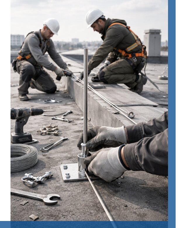 Монтаж молниезащиты на кровле в Кимовске цена от 25770 р. | ВЫСОТНИК-Кмв