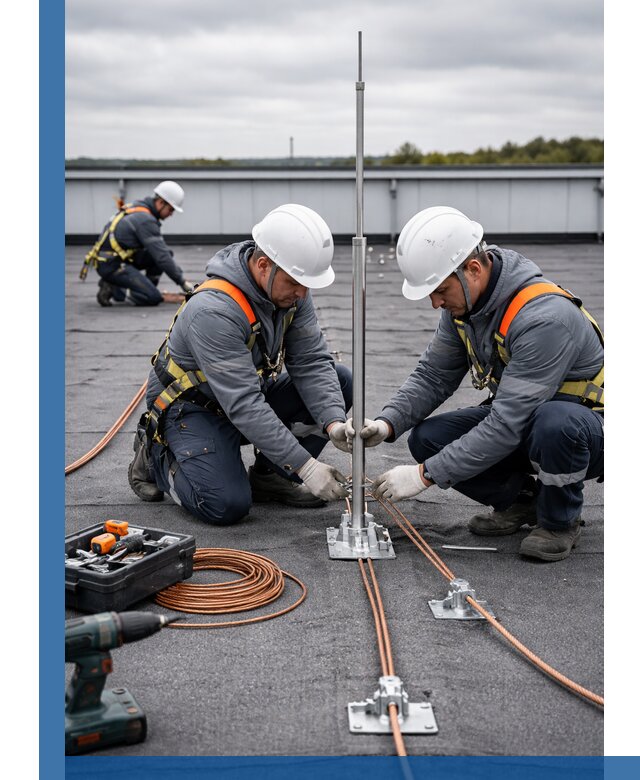 Монтаж молниезащиты на кровле в Кимовске под ключ с гарантией