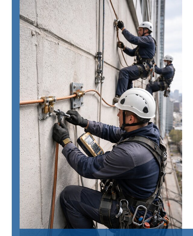 Монтаж системы заземления здания и молниезащиты в Кимовске