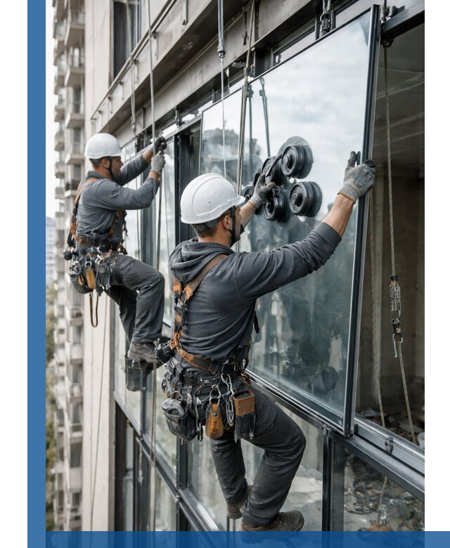 Витражное остекление фасадов и лоджий в Кимовске под ключ