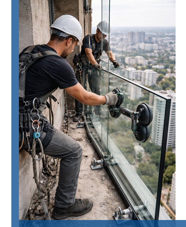 Монтаж стеклянных ограждений под ключ с гарантией в Кимовске