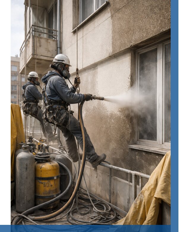 Пескоструйная очистка фасада в Кимовске от 670 р. | ВЫСОТНИК-Кмв