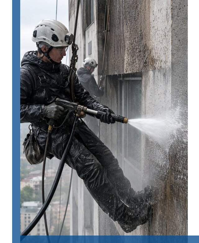 Гидроструйная очистка фасадов и конструкций в Кимовске