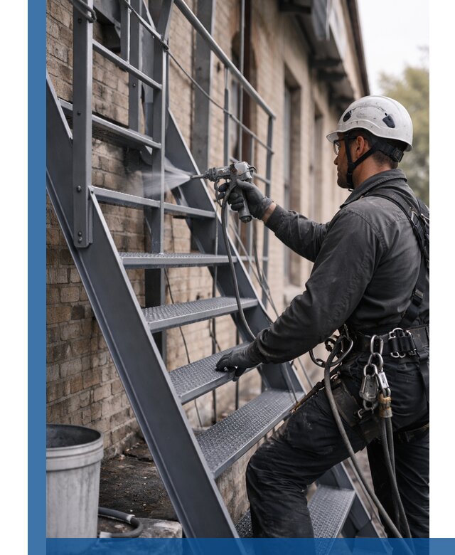 Покраска и антикоррозионная защита пожарных лестниц в Кимовске