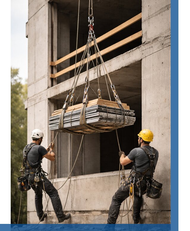 Подъем материала на этаж веревками в Кимовске от 1546 р. | ВЫСОТНИК-Кмв