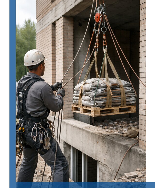 Подъем материалов на этаж веревками в Кимовске оперативно