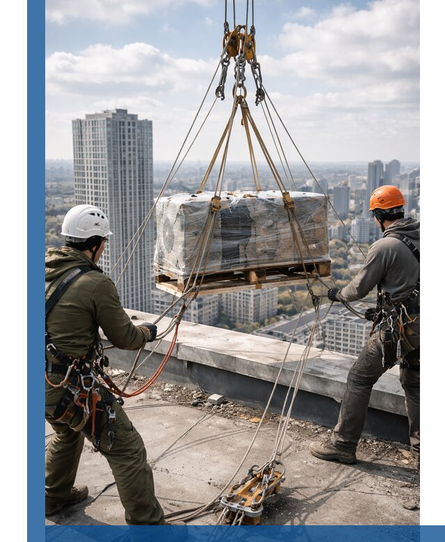 Подъем и монтаж крупногабаритных грузов на крышу в Кимовске