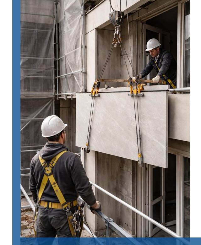 Подъем керамогранита на этаж в Кимовске грузчиками и техникой