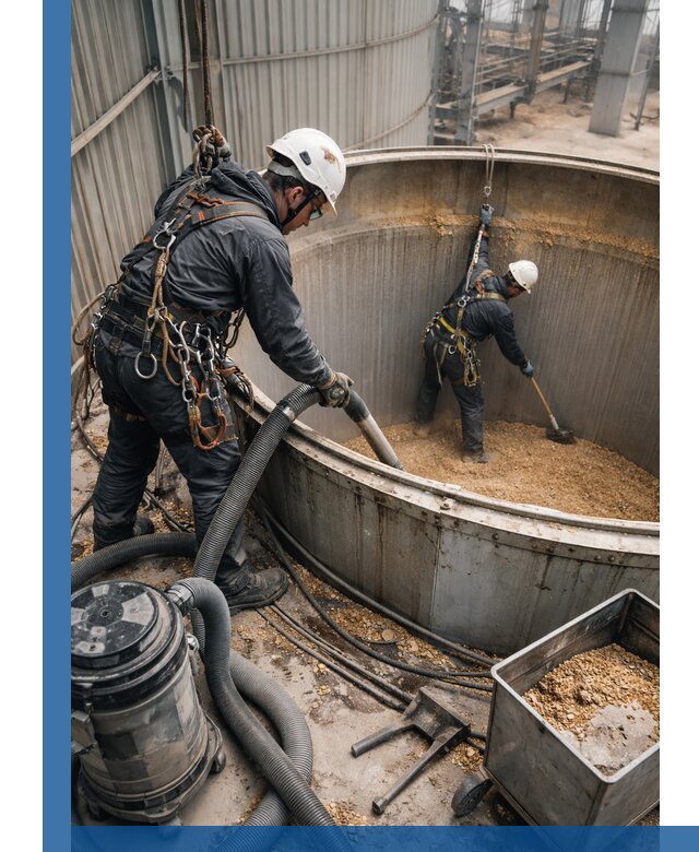 Профессиональная чистка зерновых бункеров в Кимовске с выездом