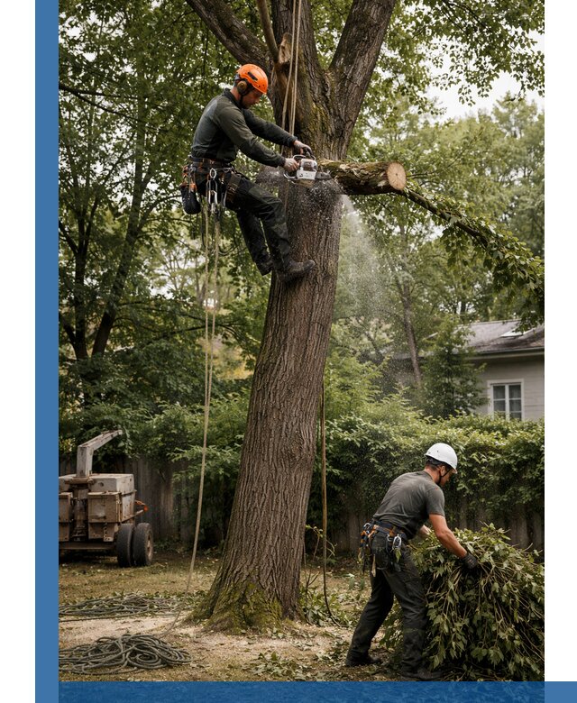 Кронирование деревьев в Кимовске, безопасная высотная обрезка