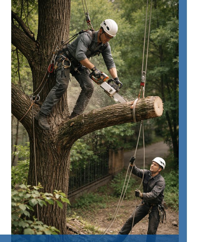 Спил деревьев альпинистами в Кимовске от 8246 р. | ВЫСОТНИК-Кмв