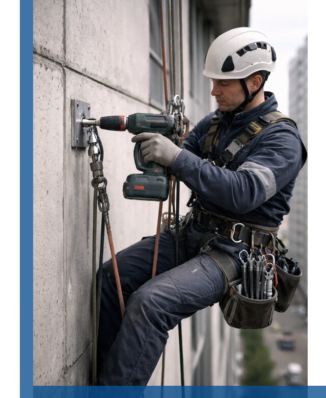 Установка анкерных точек для высотных работ в Кимовске